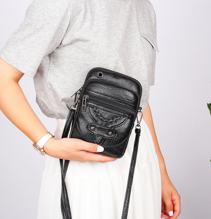 Bolso bandolera pequeño PU — Crossbody compacto 13×6×19 cm | Vera Noche