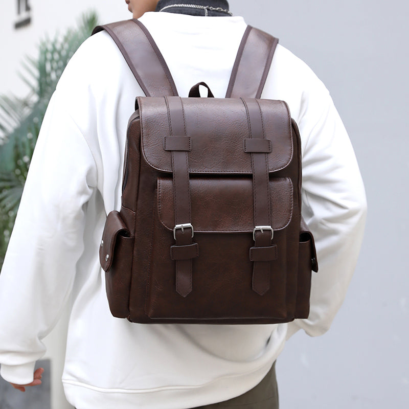 Mochila de Cuero Estilo Vintage Gran Capacidad y Elegancia