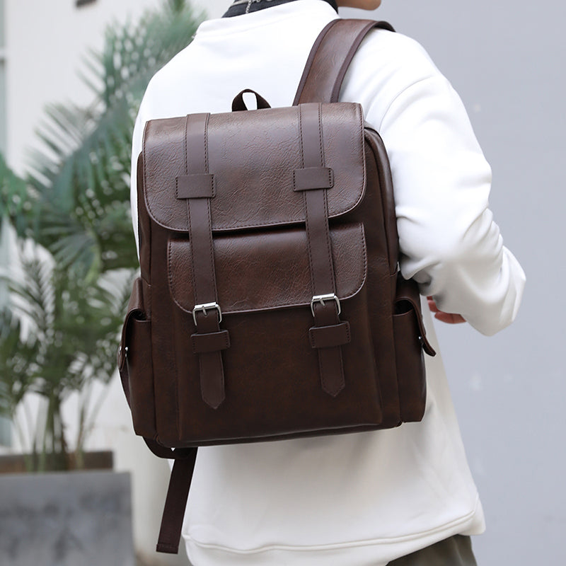 Mochila de Cuero Estilo Vintage Gran Capacidad y Elegancia