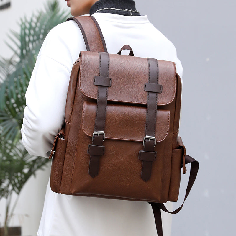 Mochila de Cuero Estilo Vintage Gran Capacidad y Elegancia