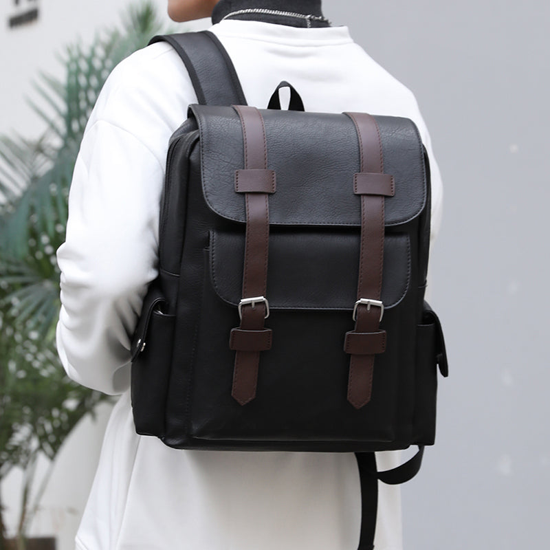 Mochila de Cuero Estilo Vintage Gran Capacidad y Elegancia