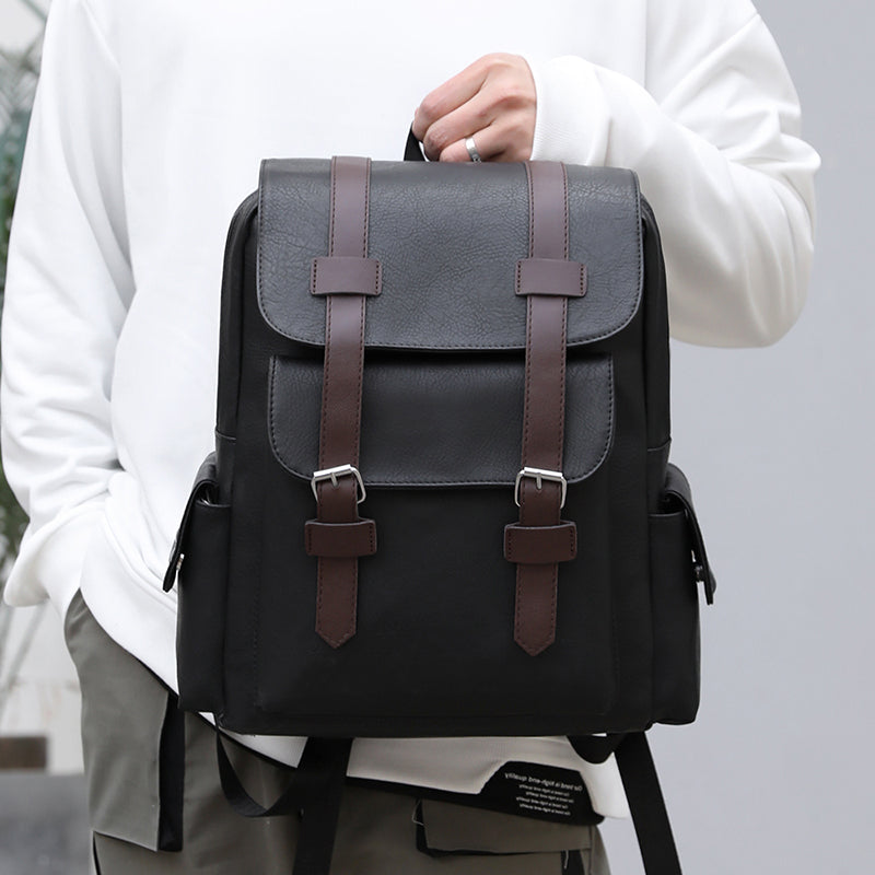 Mochila de Cuero Estilo Vintage Gran Capacidad y Elegancia