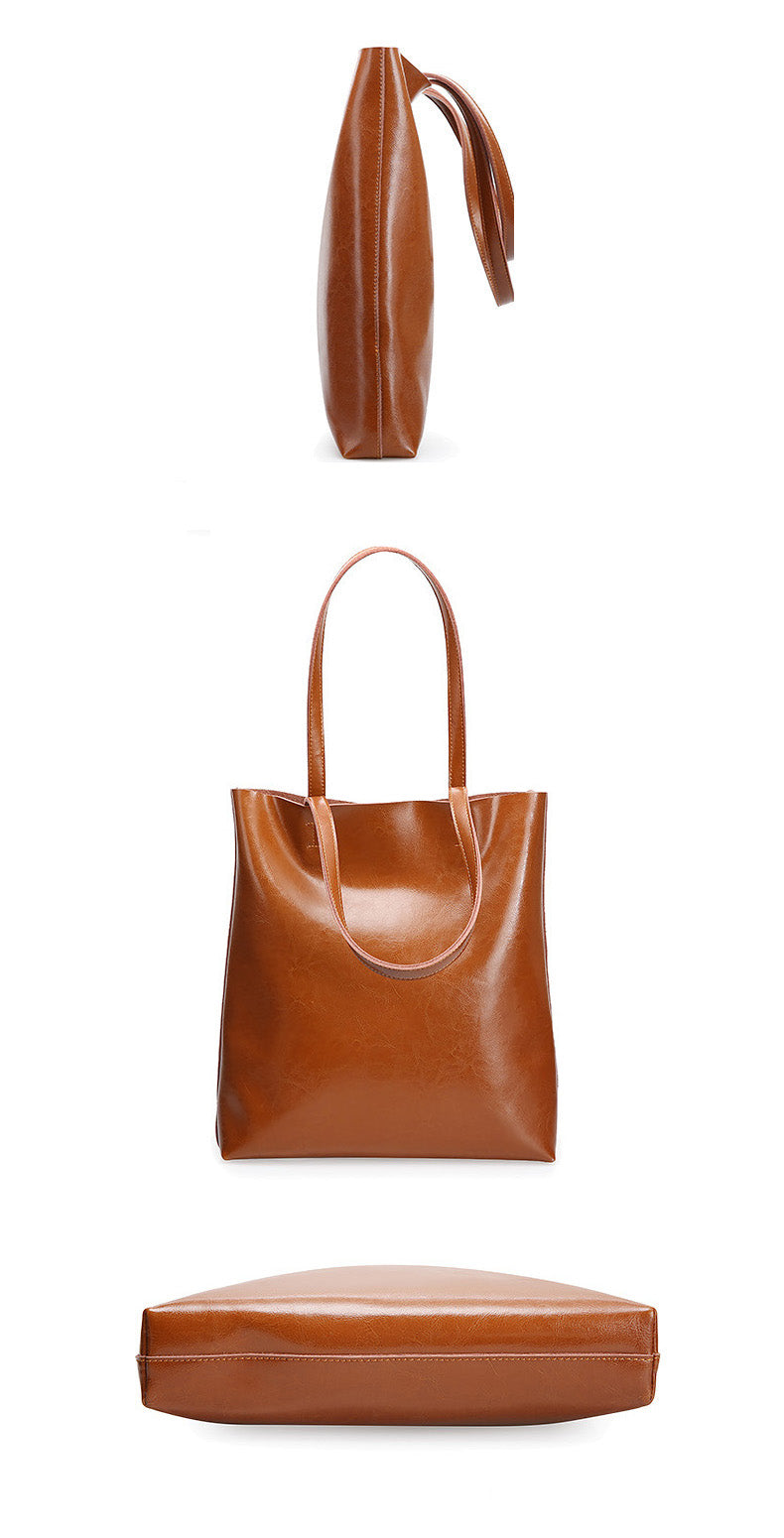 Bolso Grande de Mujer de Cuero Genuino – Elegancia Clásica con Espacio y Versatilidad