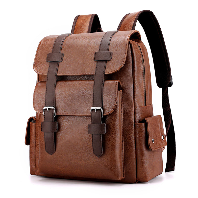 Mochila de Cuero Estilo Vintage Gran Capacidad y Elegancia