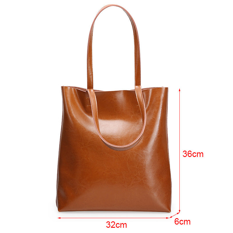 Bolso Grande de Mujer de Cuero Genuino – Elegancia Clásica con Espacio y Versatilidad