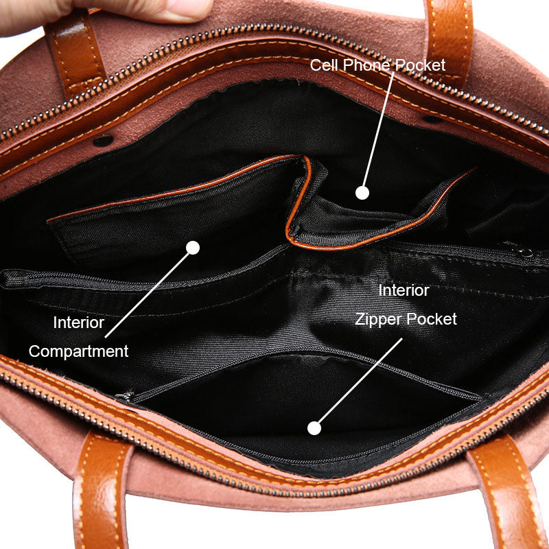 Bolso Grande de Mujer de Cuero Genuino – Elegancia Clásica con Espacio y Versatilidad