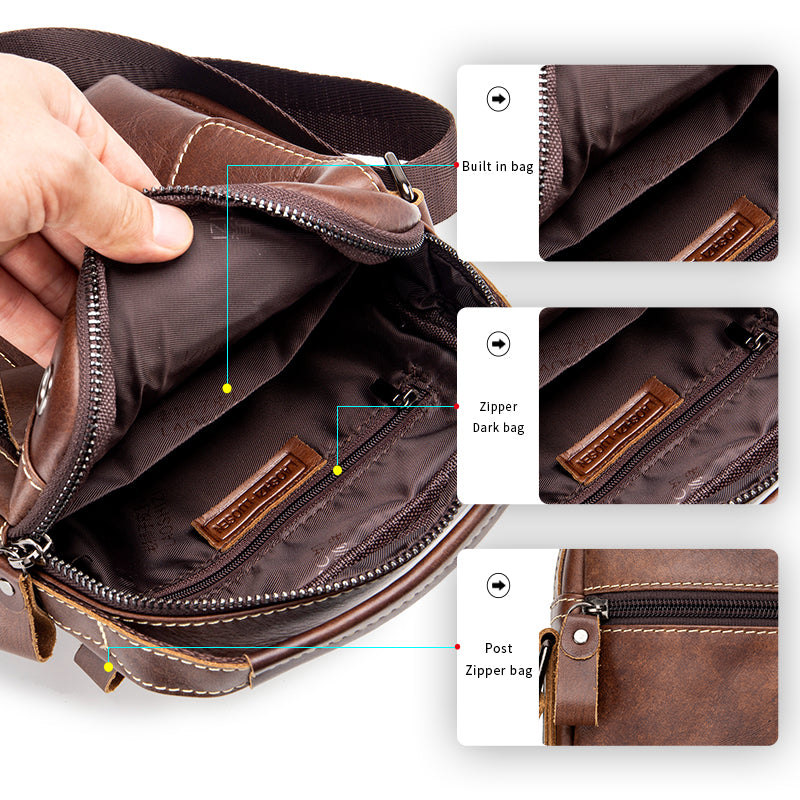 Bolso de Hombro para Hombre Cuero Multifuncional