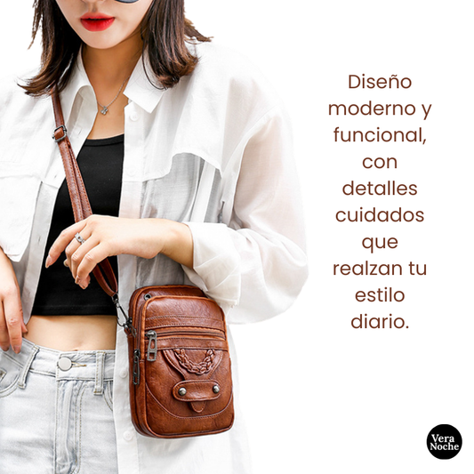 Bolso bandolera pequeño PU — Crossbody compacto 13×6×19 cm | Vera Noche