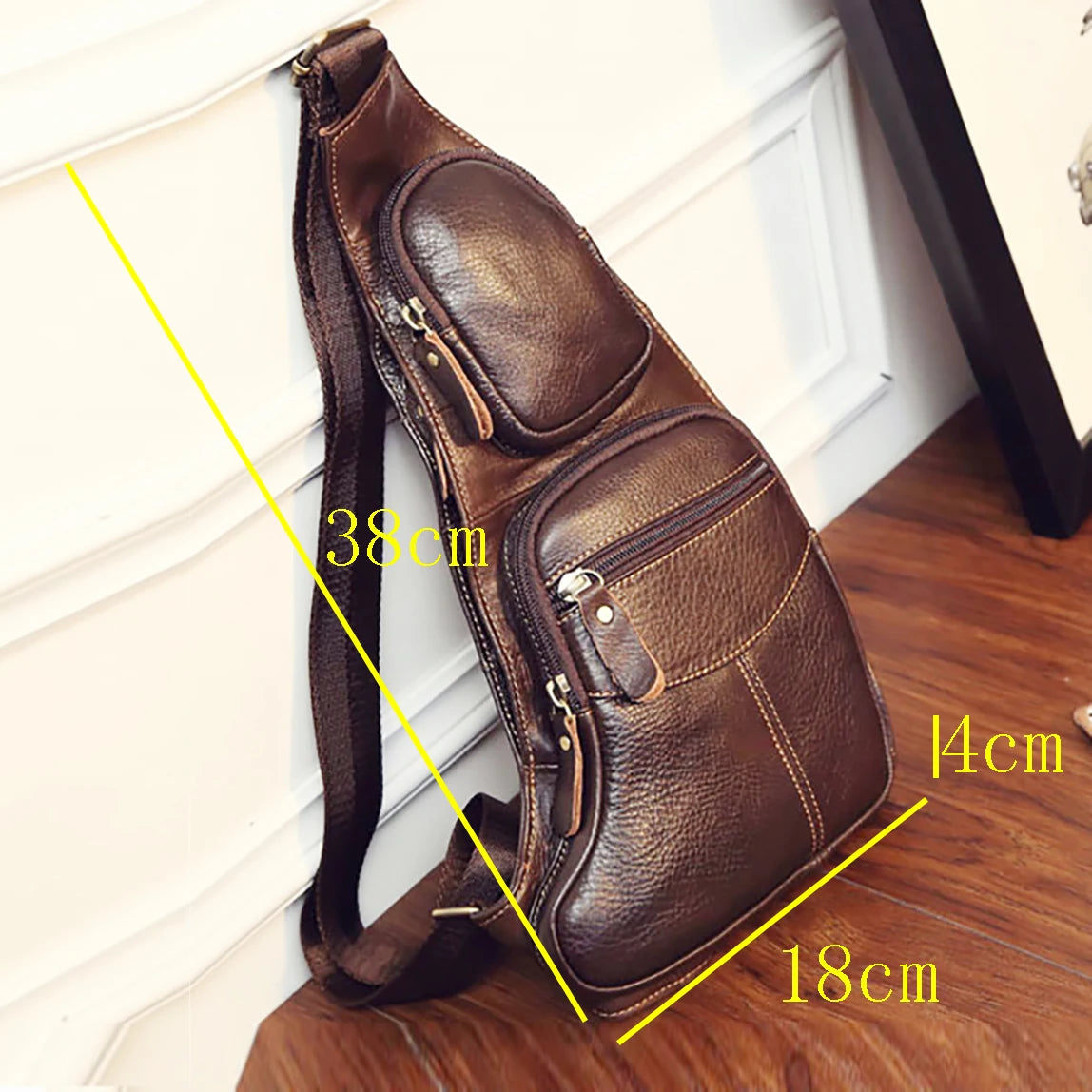 Bolso de Hombro para Hombre Cuero Genuino