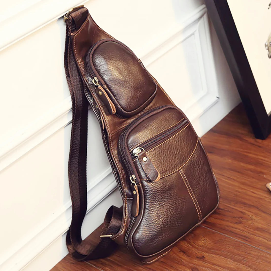 Bolso de Hombro para Hombre Cuero Genuino