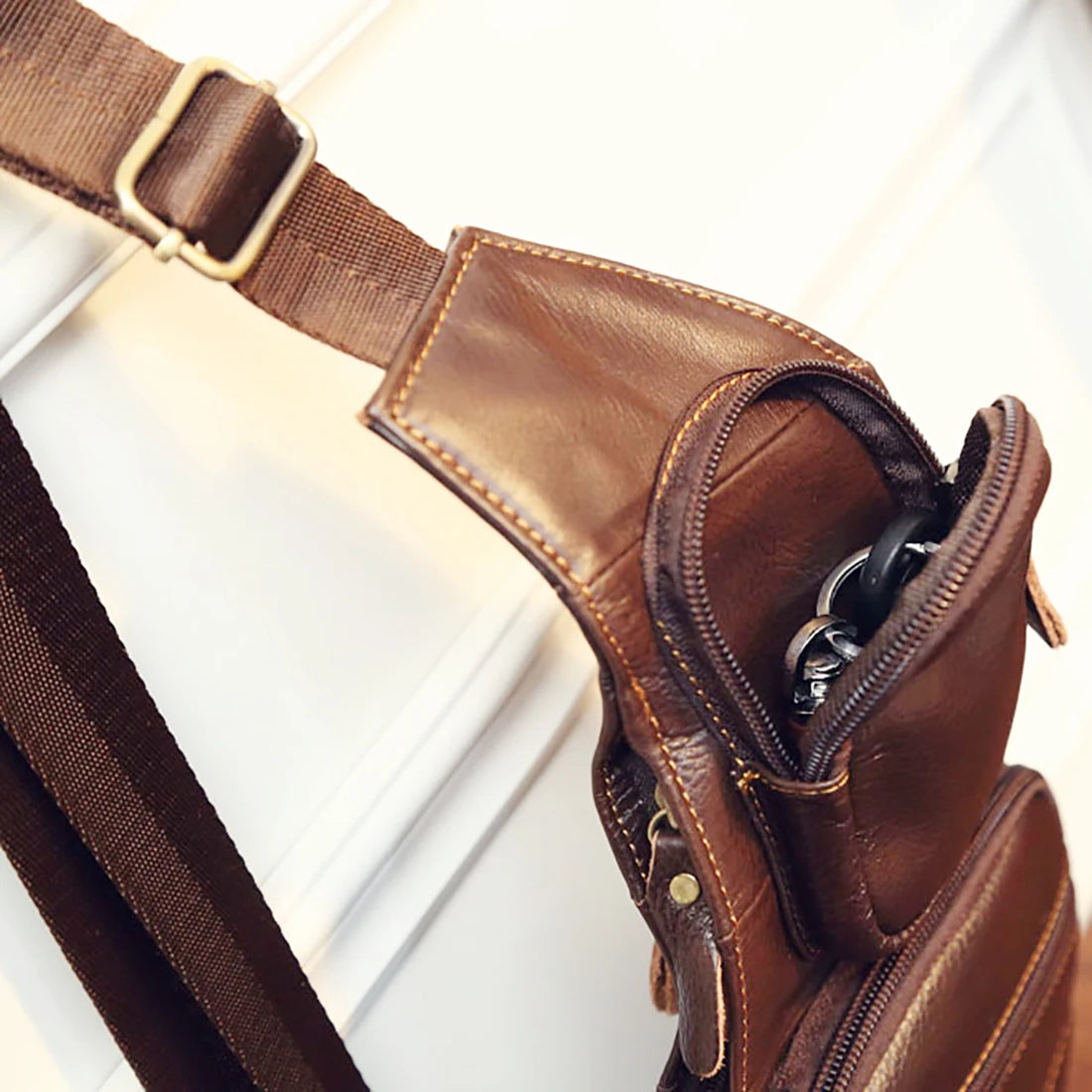 Bolso de Hombro para Hombre Cuero Genuino