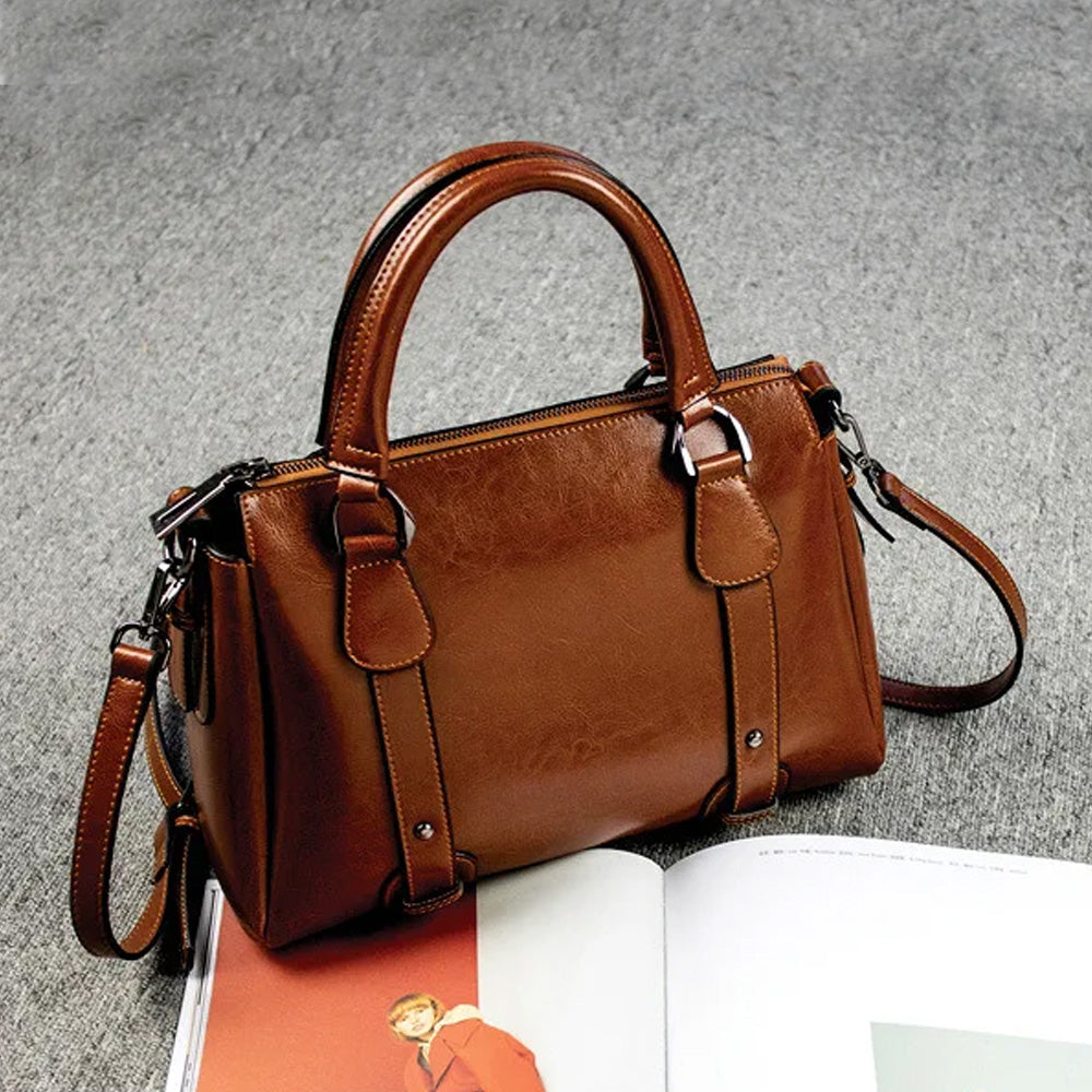 Bolso de Mujer de Cuero Genuino – Estilo Clásico con Toque Moderno